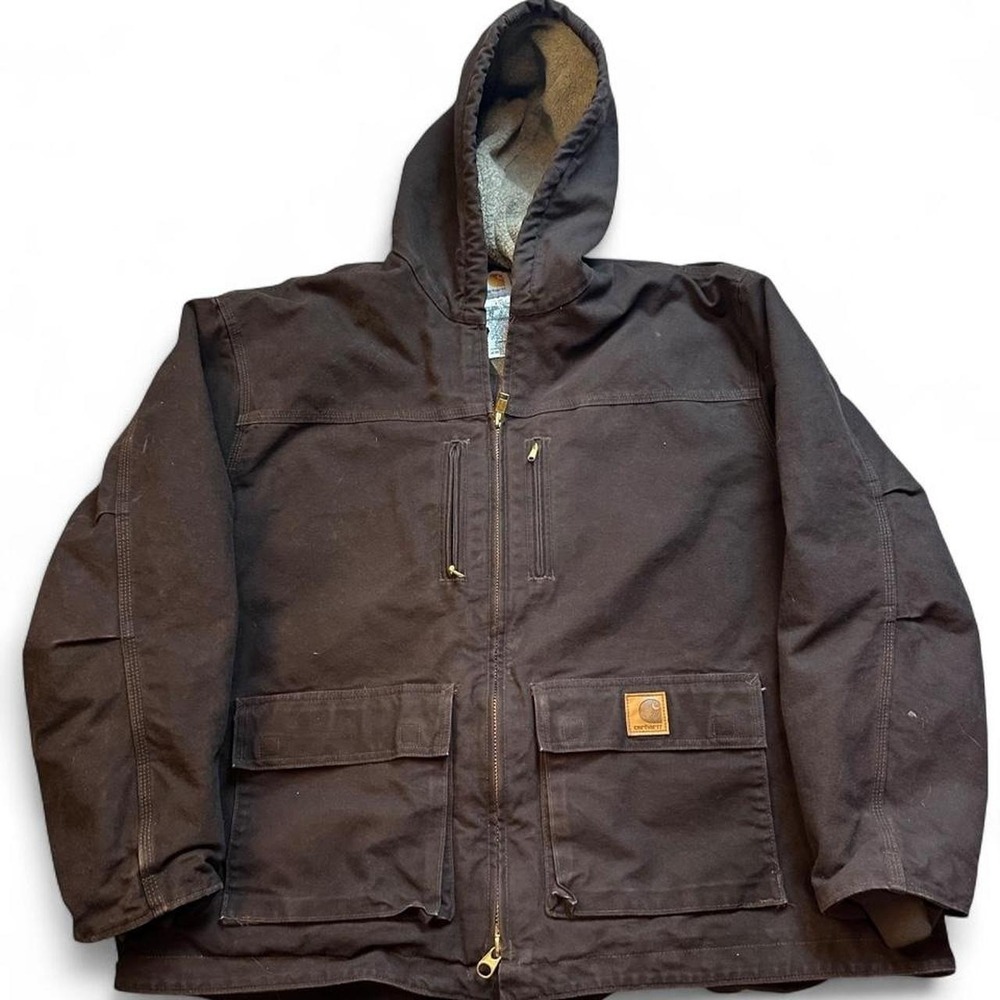 Carhartt‎ C95 DKB brown gorpcore workwear Sherpa lined jacket 2XL